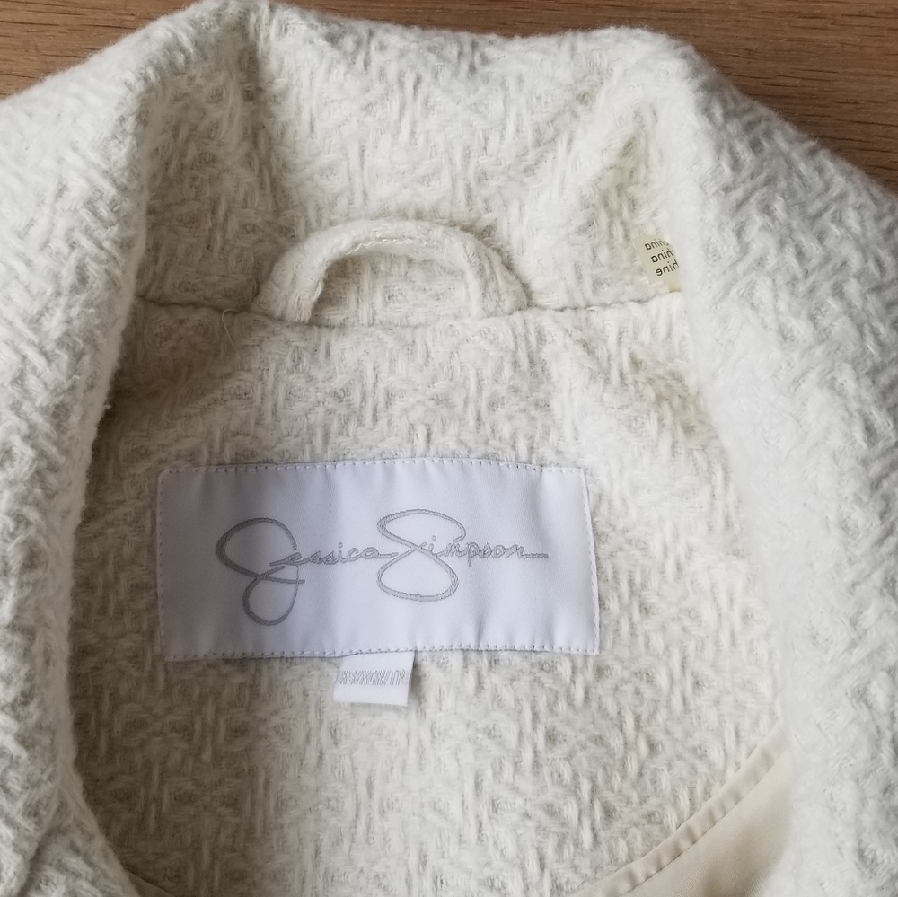 Cream XS Jessica Simpson textured wool coat - Picture 2 of 7